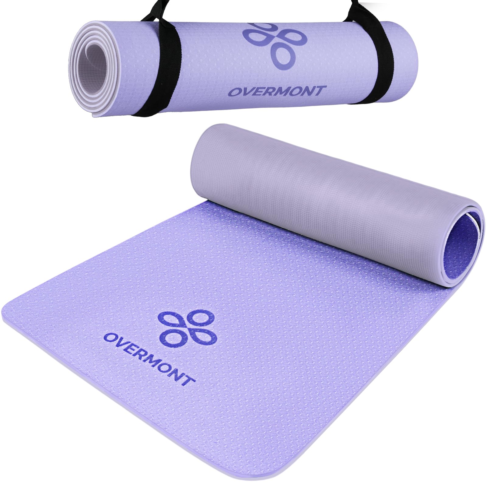 Overmont Yogamatte Rutschfest 8mm Dicke - Gymnastikmatte 183 x 61cm - Fitnessmatte Gepolstert mit Tragegurt TPE - Trainingsmatte für Yoga Gymnastik Fitness Pilates