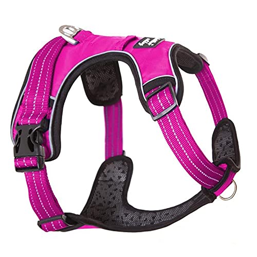 Strong Pet Dog Harness Dog Training Vest Medium and Large Dogs Adjustable Outdoor Protective Harness Collar Bulldog M Rose