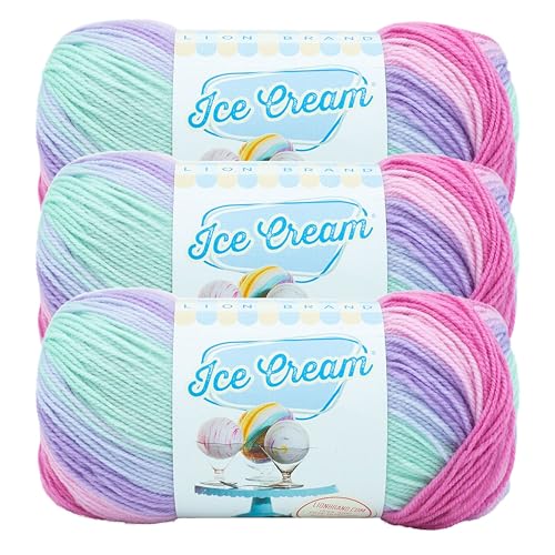 Lion Brand Yarn Eiscreme-Baby-Garn, Ube, 3er-Pack