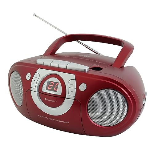 Soundmaster SCD5100RO Radio-Kassettenspieler mit CD-Spieler in rot
