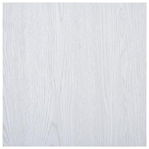 vidaXL Laminat Dielen Selbstklebend Schimmelbeständig Antiallergen Wasserfest Bodenbelag Vinylboden Fußboden Designboden 5,11m² PVC Weiß