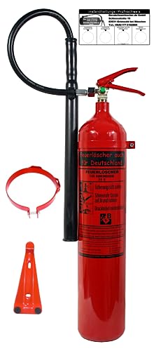 Brandengel® 5 kg CO2 Kohlendioxid Feuerlöscher DIN EN 3 GS, (Mit Prüfnachweis u. Jahresmarke) + Wandhalterung Messingarmatur Sicherheitsventil Kohlensäure Löscher für EDV Küche Haushalt Gastro Hotel