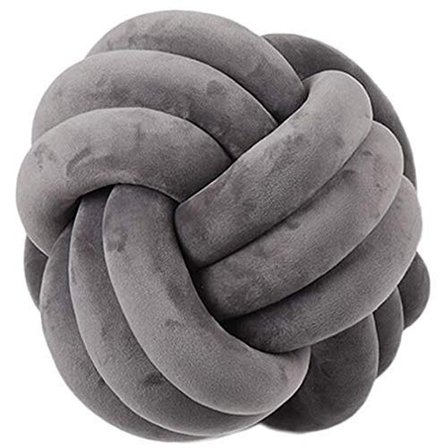 Nicole Knupfer Knot Kopfkissen Knotenkissen Plüsch Kissen Weiche Geknotetes Kissen Knoten Ball Kissen Dekor Bett Zimmer (Dunkelgrau,27cm Durchmesser)