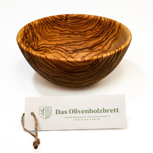 das Olivenholzbrett® / Olivenholzschale/Müslischale aus Olivenholz/Salatschale/Beilagenschale aus Olivenholz / 16cm