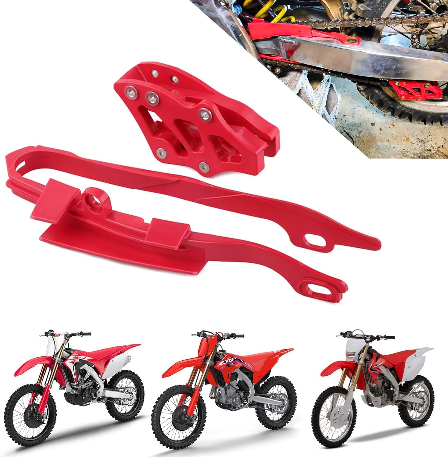 Motorrad-Kettenschieber + Kettenführungsschutz für CR125R CR250R CRF250R CRF450R CRF250X CRF450X