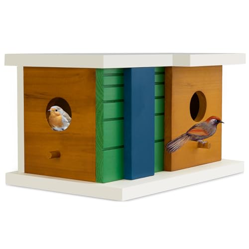 Vogelhaus aus Holz mit 2 Löchern – ideal für Meisen und Wildvögel im Garten – Vogelhaus zum Aufhängen im Freien