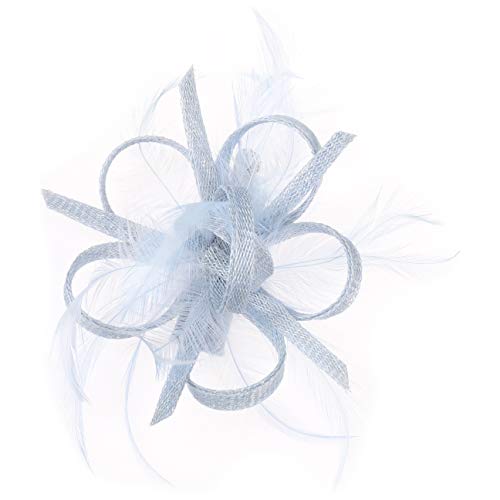 McBURN Clip Fascinator Haarschmuck Kopfschmuck Anlasshut Damen - Made in Italy Frühling-Sommer - One Size hellblau