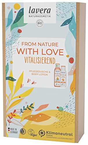lavera Geschenkset - From Nature with Love - Vitalisierend mit Organgenduft - Naturkosmetik - vegan (1x 200 ml & 1x 250 ml)