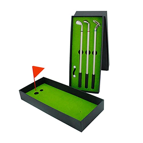 3-teiliges Golfstift-Set, Golfstift-Geschenkset, Mini-Golfschläger-Set, Golf- und Schreibwaren-Dekorationen, Golfschläger-Stift-Set für Schreibtisch, Golf-Geschenkset, Neuheit, Golf-Geschenk für