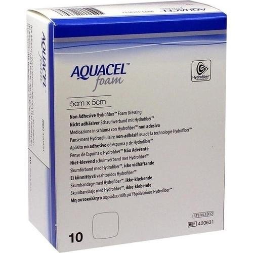 AQUACEL Ag Foam nicht adhäsiv 5x5 cm Verband 10 St