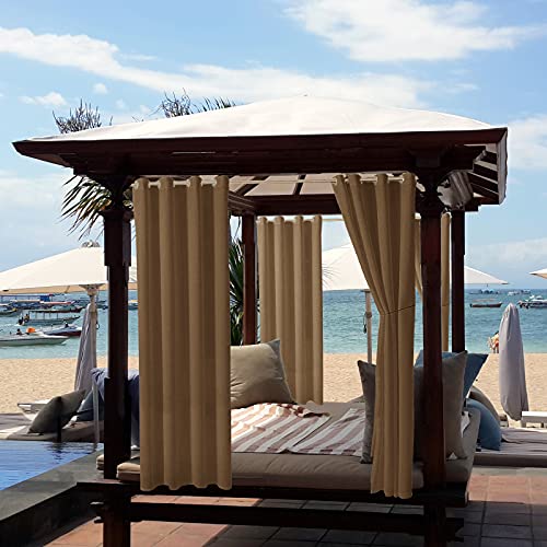 jianyana Outdoor Vorhänge Wasserdicht, Sonnenschutz Sichtschutz Outdoorvorhänge Mit Ösen, für Pergola Balkon Terrasse Veranda Gartenlaube Wohnzimmer, Schlafzimmer