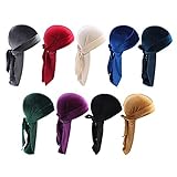 chiwanji 9 er pack Samt Durag Bandana Kopftuch Chemo Kopfbedeckung Schlaf Hut Haarausfall Kappe