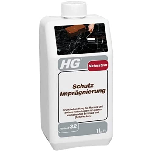 HG Naturstein Imprägnierung, Produkt 32, Vorbehandlung von Fliesen zum Schutz vor dem Eindringen von Fett und Schmutz, Steinversiegelung Silikonfrei für Marmor und Naturstein - 1 L (506100106)