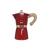 Gnali & Zani Venezia Espressokocher | Rot | Für 6 Tassen | Alle Herdarten inklusive Induktion | Aluminium Espresso kocher | Griffe aus Softtouch-Kunststoff in Holzoptik | Camping Kaffeekocher