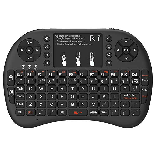 Rii i4 Mini-Bluetooth-Tastatur mit Touchpad, Blacklit tragbare kabellose Tastatur schwarz