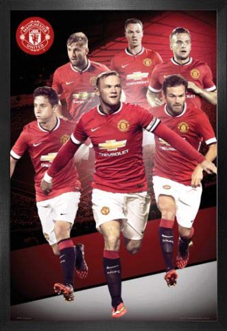 Fußball Poster Plakat | Bild und MDF-Rahmen - Manchester United, Players 14/15 (91 x 61cm)