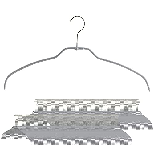 MAWA 1,9 m by Reston Lloyd Silhouette Ultra Thin Series Rutschfester Platzsparender Hemdbügel Style 180 Stück Silber, Legierter Stahl Stahllegierung PVC-Kunststoff Verchromt, Pack of180