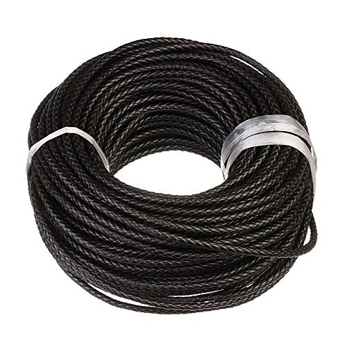 Lederband Lederschnur geflochten - Durchmesser 6 mm/Farbe Schwarz/Länge 10m