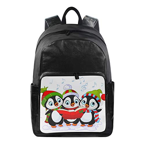 FANTAZIO Rucksäcke für Weihnachten, Pinguine, Schultasche, Segeltuch, Daypack mit Reißverschluss