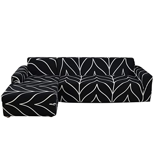 Sofabezug L-Form-Stretch Spandex Polyester Stoff Sofa überzug Stretch Sofabezüge + 2pcs Kissenbezüge für Schnittsofa(Pinted 09)