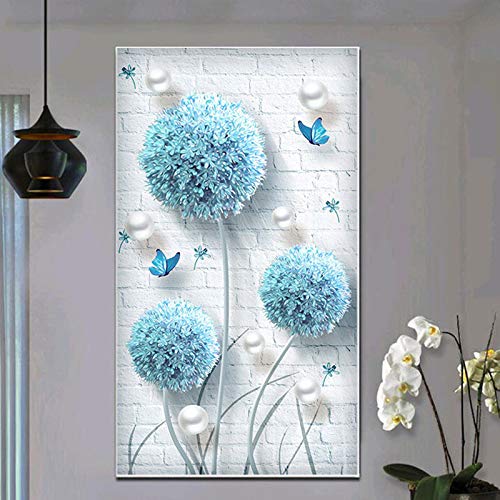 Nicole Knupfer 5D Diamond Painting Set, Blauer Löwenzahn Crystal Strass Stickerei Bilder Kunst Handwerk für Home Wall Decor (60 * 95cm)