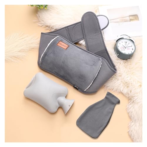 Heißwasserbeutel mit Hüfttasche 1 Set 1L Wärmflasche Tasche Mit Plüsch Taille Abdeckung for Schmerzen Relief Winter Warme Taille Tasche Magen Bauch wärme Band Wrap (Color : Grey)