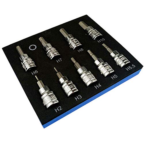 BE-TOOL Sechskant-Bit-Stecknuss 3/8 Zoll H2-H10 Nut Stecknuss Bit-Set metrisch Antrieb Stecknuss Bit-Set für Automobil-, mechanische und Heimwerker-Aufgaben (9-teilig)