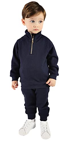 DreamBuy Kinder Fleece-Trainingsanzug – 2 Stück Jungen und Mädchen – gerippte Baumwolle (Weltall, 2-3 Jahre)