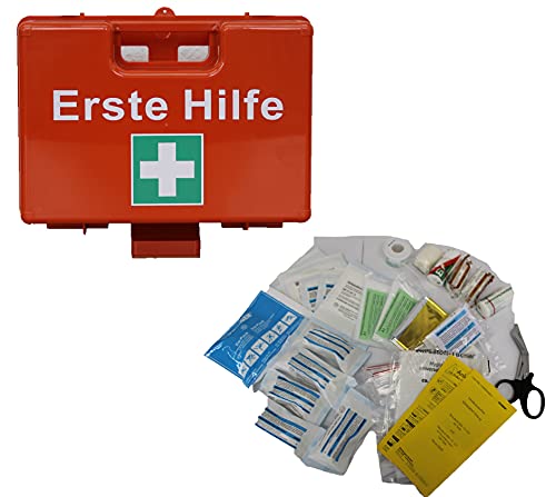 Brandengel Erste-Hilfe-Koffer mit Füllung DIN 13157- SÖHNGEN für Betriebe, öffentliche Einrichtungen & Zuhause Kasten Set Mobiler und stationärer Farbe: Orange Gr. 27x19x11, 5 cm inkl. Wandhalterung