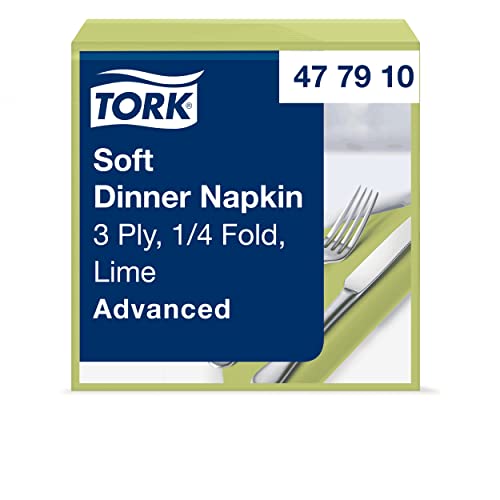Tork 477910 Soft Dinnerserviette Limone / Papierservietten 3 lagig / Ideale Qualität und Größe für ein Abendessen / Advanced Qualität / 12 x 100 (1200) Servietten / 39 x 39 cm (B x L)