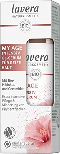 lavera MY AGE Intensiv Öl-Serum - Bio-Hibiskus & Ceramiden pflanzlichen Ursprungs - mindert Pigmentflecken - für reife Haut - zertifizierte Naturkosmetik - vegan - Bio - Gesichtspflege (1 x 30 ml)
