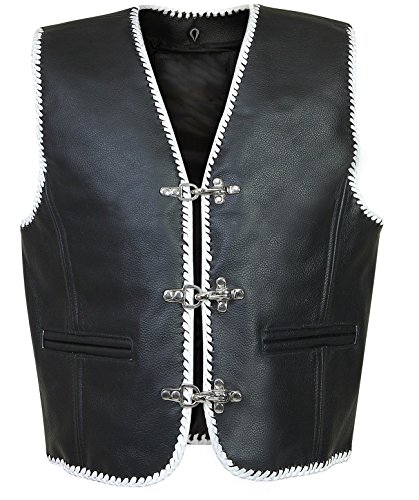 LEDERWESTE LEDER WESTE MIT WEIßES RAND KUTTE MOTORRAD BIKER Vest CHOPPER ROCKER LW 61 (M)