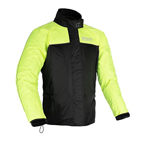 Oxford Products Unisex Regenschutz Rainseal Motorrad-Jacke für Nasswetterausrüstung, Schwarz/Fluo, L
