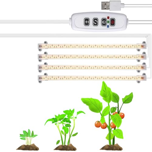 AZURAOKEY Pflanzenlampe LED Vollspektrum, Wachstumslichter für Zimmerpflanzen/Samenstart, Wachstumslichtstreifen mit Auto Timer 6/12/16H für Pflanzen, Hydrokultur-Wachstumssystem