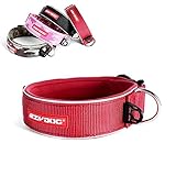 EzyDog Halsband Hund Breit, Breites Hundehalsband für Große Hunde - Neo Wide - Neopren Gepolstert, Reflektierend, Wasserfest (2XL, Rot)