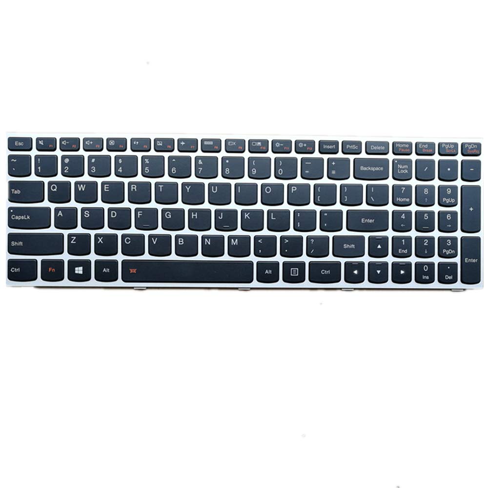 fqparts-cd Replacement Laptop Tastatur für for Lenovo E50-70 E50-80 E51-80 Schwarz Mit Silber nem Rahmen Mit Hintergrundbeleuchtung Amerikanische Version
