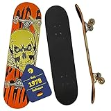 Best Sporting Skateboard Totenkopf I Skate-Board mit ABEC 7 Kugellager I hochwertige Skateboards aus Holz & Aluminum I Skateboard Erwachsene I 78,5 x 20,4 cm Skateboard Deck mit Totenkopf