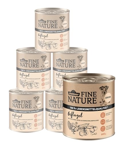 Dehner Fine Nature Hundefutter Junior, Lebensmittelqualität, Geflügel, 6 x 800 g (4800 g)