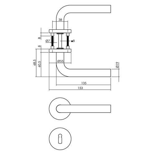 Intersteel Türdrücker, D.55x8mm BB-Rosetten recht 2