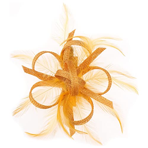 McBURN Clip Fascinator Haarschmuck Kopfschmuck Anlasshut Damen - Made in Italy Frühling-Sommer - One Size senf