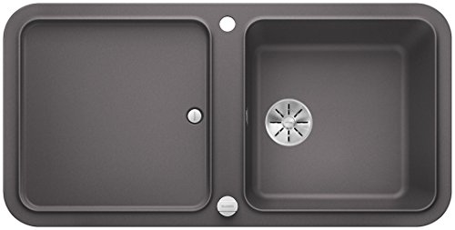 Blanco Yova XL 6 S, Küchenspüle aus Silgranit PuraDur, reversibel, Felsgrau/mit InFino-Ablaufsystem, inklusiv Compound-Schneidbrett und Ablauffernbedienung; 523595