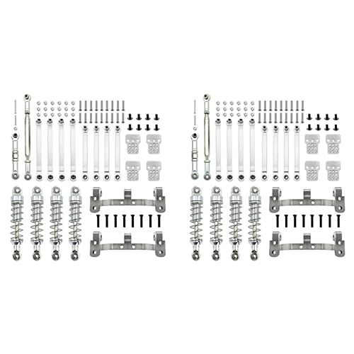 Yangyou 2Satz Metall Lenkung Stange Zugstangen Ziehen Halterung Stoß Dämpfer Set für MN D90 MN-90 MN99S 1/12 RC Auto Upgrade Teile,3