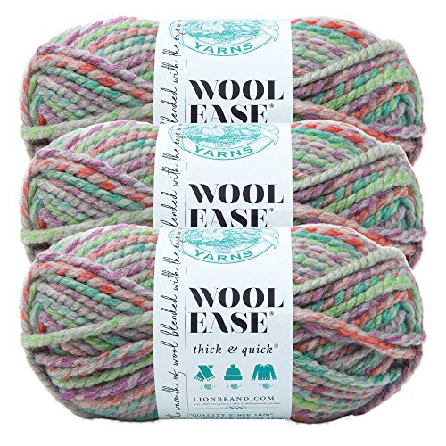 Lion Brand Yarn Wool-Ease Dickes und schnelles Garn, weiches und sperriges Garn zum Stricken, Häkeln und Basteln, 3er-Pack, Eden