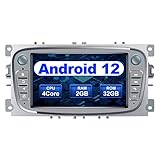 AWESAFE Android Autoradio für Ford Focus Mondeo S-Max C-Max Galaxy, Android 12 Radio mit Navi Carplay Android Auto unterstützt Lenkrad Bedienung Bluetooth Mirrorlink FM AM RDS - Silber