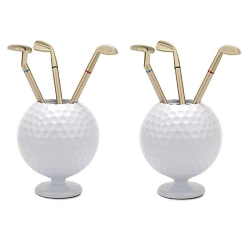 HVVENTY Golfball Stifthalter, Golf Modell Stifthalter mit 3 Golf-Kugelschreibern, für Herren, Papa, Golfspieler, Golfliebhaber, langlebig, einfach zu installieren 2 Stück