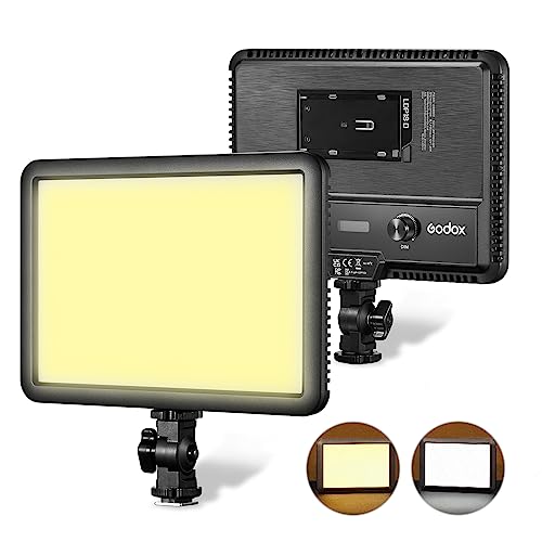 Godox LDP18Bi 22 W LED-Videoleuchte, Kamera Licht Bi-Color dimmbar 2800 K–6500 K 11 FX-Lichteffekte, Zwei Stromversorgungsmöglichkeiten mit Kaltschuh-Adapter für Vlog, Live-Streaming YouTube