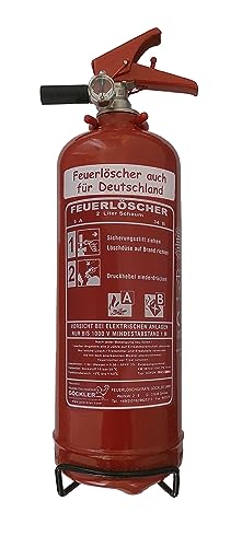 Brandengel® 2 L Schaum Feuerlöscher EN 3 Manometer Halterung Messingarmatur Sicherheitsventil, 5 A, 34B (ohne Prüfnachweis u. Jahresmarke) Küche Haushalt Gastro Hotel