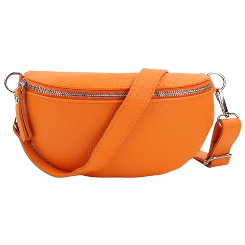 Blade Bauchtasche Damen Echtleder, stylische Gürteltasche Damen mit Leder abnehmbaren & verstellbaren Breiten Gürtel, Crossbody Bag Damen, Hochwertige Brusttasche für Frauen-ORANGE