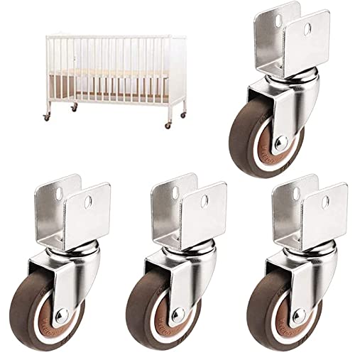 4X Furniture Wheels with U-Shaped Bracket,Swivel Castor Wheels,25mm Mute Rubber Wheels,Replacement for Baby Bed,Table,Loading Capacity 73 Lbs/33kg,with Screws (4*universal 18.2mm/0.7in)