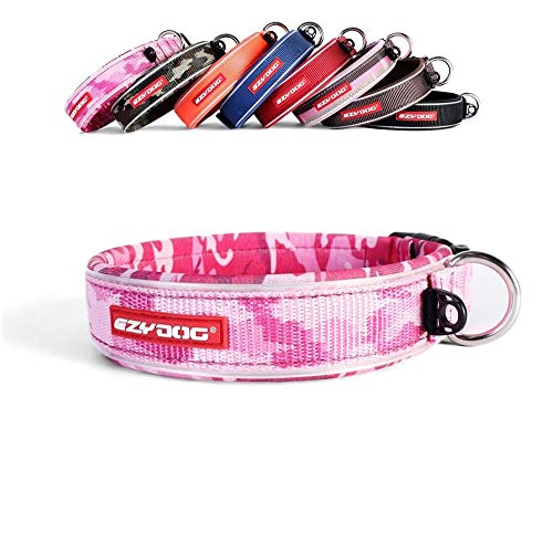 EzyDog Hundehalsband für Große, Mittelgroße, Mittlere & Kleine Hunde - Halsband Hund Neopren Gepolstert, Wasserfest, Reflektierend (XS, Rosa Camo)